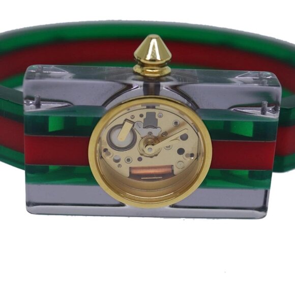 GUCCI Skeleton Web Sherry Line Watches plastic Red Green Auth ki4839 - Picture 2 of 13